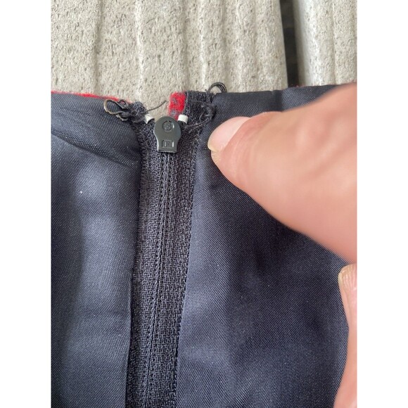 Vintage Talbots Red Plaid Wool Midi Skirt Faux Wrap Fringe Women’s 12 - Picture 8 of 16